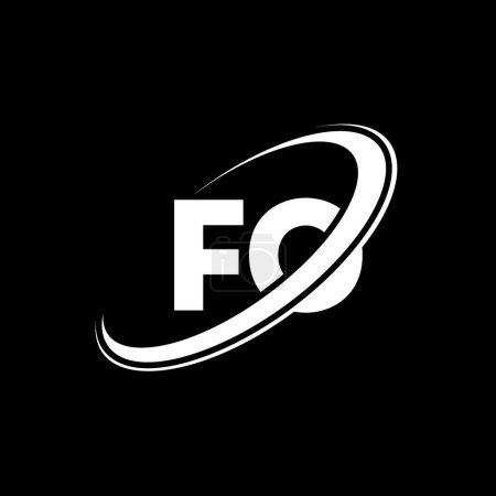 Ilustración de FO F O diseño del logotipo de la letra. Letra inicial FO círculo vinculado en mayúsculas logotipo del monograma rojo y azul. Logo FO, diseño F O. fo, f o, F & O - Imagen libre de derechos