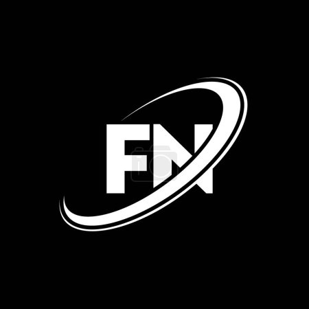 Ilustración de Diseño del logotipo de la letra FN F N. Letra inicial FN círculo vinculado en mayúsculas logotipo del monograma rojo y azul. Logotipo FN, diseño F N. fn, f n - Imagen libre de derechos