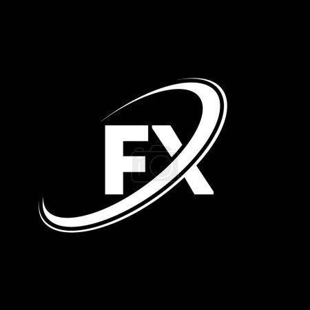 Ilustración de Diseño del logotipo de la letra FX F X. Letra inicial FX círculo vinculado en mayúsculas logotipo del monograma rojo y azul. Logo FX, diseño F X. fx, f x - Imagen libre de derechos