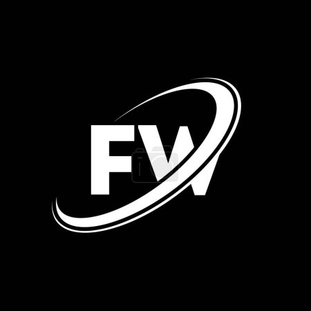 Ilustración de Diseño del logotipo de la letra FW F W. Letra inicial FW círculo vinculado en mayúsculas logotipo monograma rojo y azul. Logo de FW, diseño de F W. fw, f w - Imagen libre de derechos