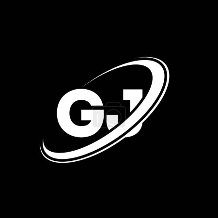 Illustration for GJ G J letter logo design. Initial letter GJ linked circle uppercase monogram logo red and blue. GJ logo, G J design. gj, g j - Royalty Free Image