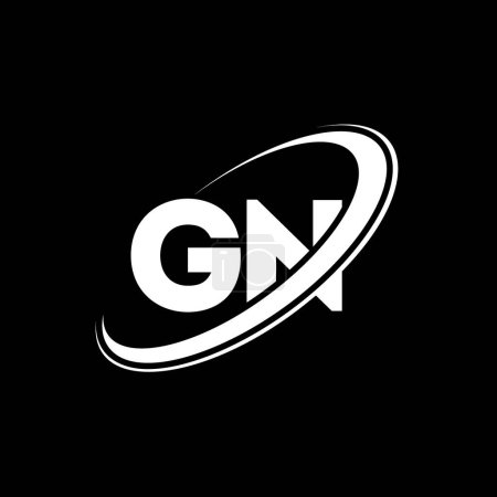 Illustration for GN G N letter logo design. Initial letter GN linked circle uppercase monogram logo red and blue. GN logo, G N design. gn, g n - Royalty Free Image