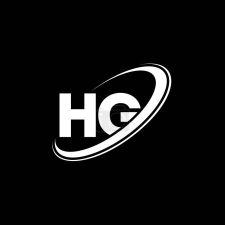Illustration for HG H G letter logo design. Initial letter HG linked circle uppercase monogram logo red and blue. HG logo, H G design. hg, h g - Royalty Free Image