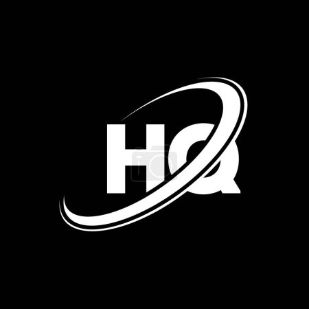 Téléchargez les illustrations : HQ H Q lettre logo design. Lettre initiale HQ cercle lié en majuscule logo monogramme blanc. Logo HQ, design H Q. hq, h q - en licence libre de droit