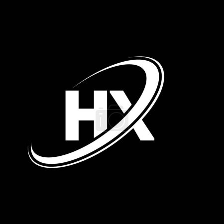 Téléchargez les illustrations : HX H X lettre logo design. Lettre initiale HX cercle lié en majuscule logo monogramme rouge et bleu. Logo HX, design H X. hx, h x - en licence libre de droit