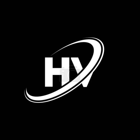 Ilustración de Diseño del logotipo de la letra HV H V. Letra inicial HV círculo vinculado en mayúsculas logotipo monograma rojo y azul. Logotipo HV, diseño H V. hv, h v - Imagen libre de derechos