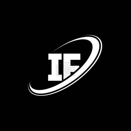 Ilustración de IF I F diseño del logotipo de la letra. Letra inicial IF círculo vinculado en mayúsculas logotipo del monograma rojo y azul. Logo IF, diseño I F. si, i f - Imagen libre de derechos