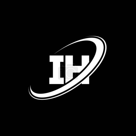 Illustration for IH I H letter logo design. Initial letter IH linked circle uppercase monogram logo red and blue. IH logo, I H design. ih, i h - Royalty Free Image