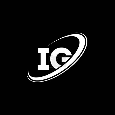 Illustration for IG I G letter logo design. Initial letter IG linked circle uppercase monogram logo red and blue. IG logo, I G design. ig, i g - Royalty Free Image