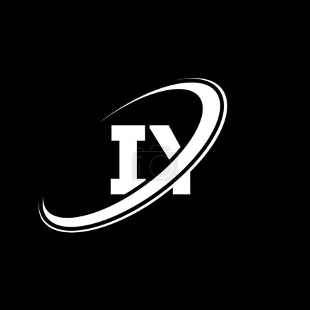 Illustration for IY I Y letter logo design. Initial letter IY linked circle uppercase monogram logo red and blue. IY logo, I Y design. iy, i y - Royalty Free Image