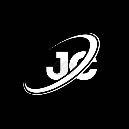 Illustration for JC J C letter logo design. Initial letter JC linked circle uppercase monogram logo red and blue. JC logo, J C design. jc, j c - Royalty Free Image