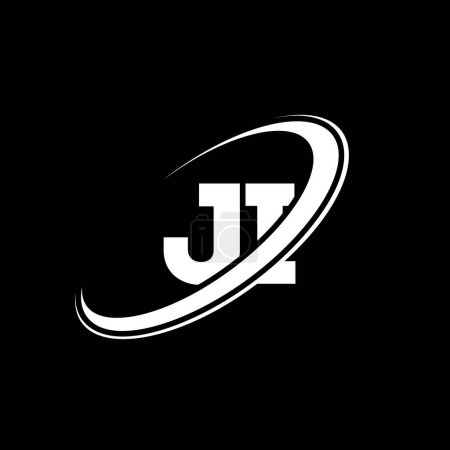 Ilustración de Diseño del logotipo de la letra JI J I. Letra inicial JI vinculado círculo en mayúsculas logotipo monograma rojo y azul. Logo de JI, diseño de J I. ji, j i - Imagen libre de derechos