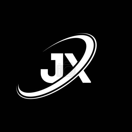 Illustration for JX J X letter logo design. Initial letter JX linked circle uppercase monogram logo red and blue. JX logo, J X design. jx, j x - Royalty Free Image
