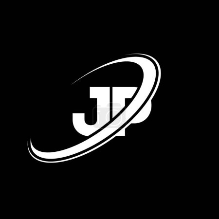 Illustration for JP J P letter logo design. Initial letter JP linked circle uppercase monogram logo red and blue. JP logo, J P design. jp, j p, J&P - Royalty Free Image