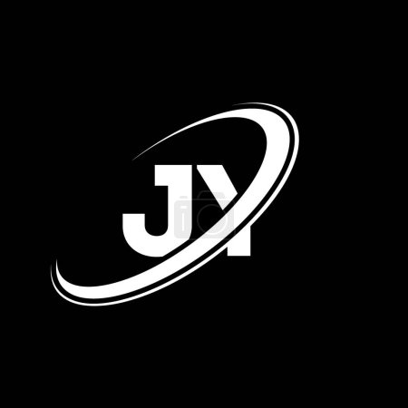 Ilustración de Diseño del logotipo de la letra JY J Y. Letra inicial JY círculo vinculado en mayúsculas logotipo del monograma rojo y azul. Logo JY, diseño J Y. Jy, j y - Imagen libre de derechos
