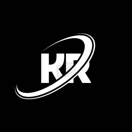 Ilustración de Diseño del logotipo de la letra KR K R. Letra inicial KR círculo vinculado en mayúsculas logotipo del monograma rojo y azul. Logotipo KR, diseño K R. kr, k r - Imagen libre de derechos