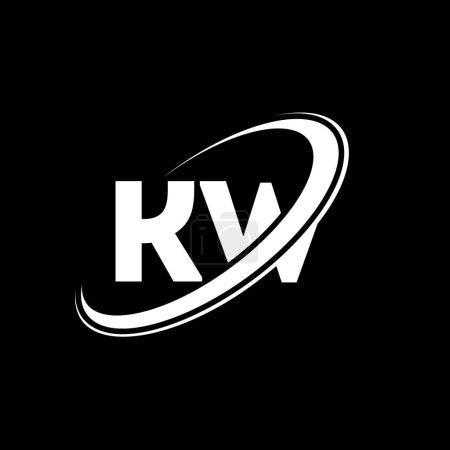 Illustration for KW K W letter logo design. Initial letter KW linked circle uppercase monogram logo red and blue. KW logo, K W design. kw, k w - Royalty Free Image