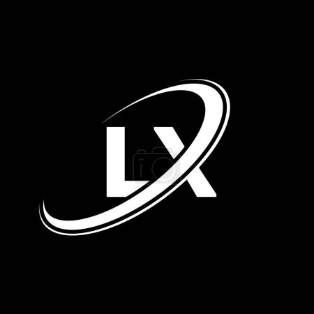 Illustration for LX L X letter logo design. Initial letter LX linked circle uppercase monogram logo red and blue. LX logo, L X design. lx, l x - Royalty Free Image