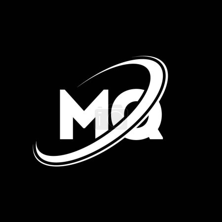 Ilustración de Diseño del logotipo de la letra M Q de MQ. Letra inicial MQ círculo vinculado en mayúsculas logotipo monograma rojo y azul. Logotipo MQ, diseño M Q. mq, m q, M & Q - Imagen libre de derechos