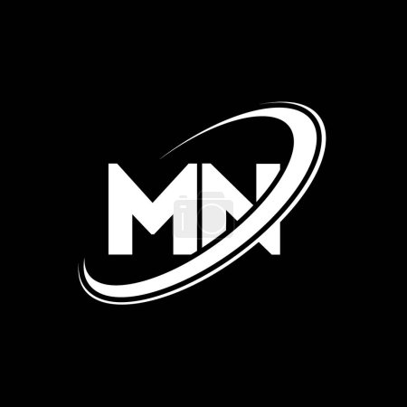 Illustration for MN M N letter logo design. Initial letter MN linked circle uppercase monogram logo red and blue. MN logo, M N design. mn, m n - Royalty Free Image