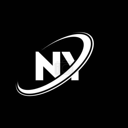 Téléchargez les illustrations : NY N Y lettre logo design. Lettre initiale NY cercle lié en majuscule logo monogramme rouge et bleu. Logo NY, design N Y. Non, non. - en licence libre de droit