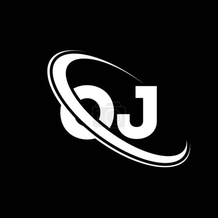 Illustration for OJ logo. O J design. White OJ letter. OJ/O J letter logo design. Initial letter OJ linked circle uppercase monogram logo. - Royalty Free Image