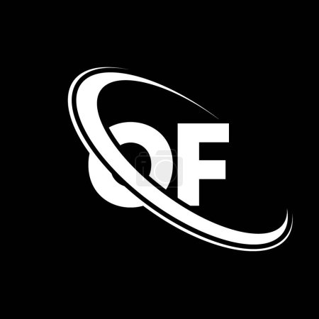 Ilustración de OF logo. O F design. White OF letter. OF/O F letter logo design. Initial letter OF linked circle uppercase monogram logo. - Imagen libre de derechos
