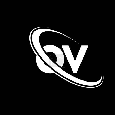 Illustration for OV logo. O V design. White OV letter. OV/O V letter logo design. Initial letter OV linked circle uppercase monogram logo. - Royalty Free Image