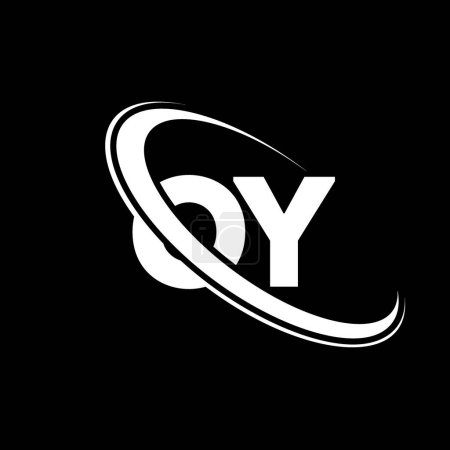 Ilustración de OY logo. O Y design. White OY letter. OY/O Y letter logo design. Initial letter OY linked circle uppercase monogram logo. - Imagen libre de derechos
