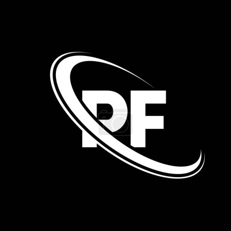 Ilustración de PF logo. P F design. White PF letter. PF/P F letter logo design. Initial letter PF linked circle uppercase monogram logo. - Imagen libre de derechos