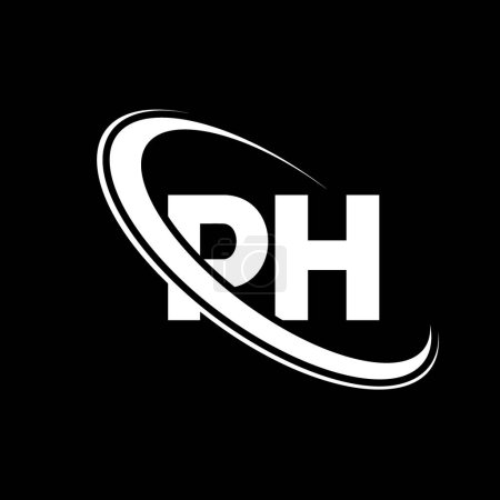Illustration for PH logo. P H design. White PH letter. PH/P H letter logo design. Initial letter PH linked circle uppercase monogram logo. - Royalty Free Image