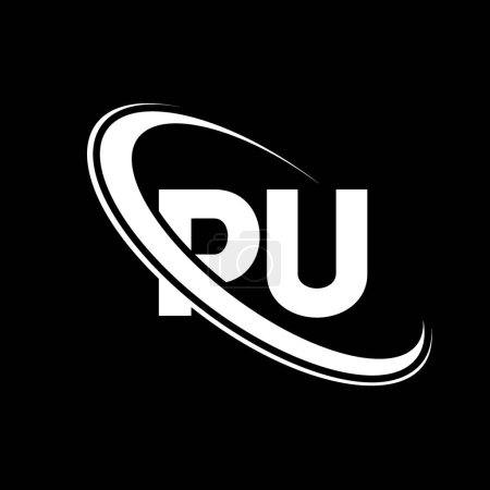 Illustration for PU logo. P U design. White PU letter. PU/P U letter logo design. Initial letter PU linked circle uppercase monogram logo. - Royalty Free Image