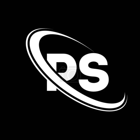 PS logo. P S design. White PS letter. PS/P S letter logo design. Initial letter PS linked circle uppercase monogram logo.	