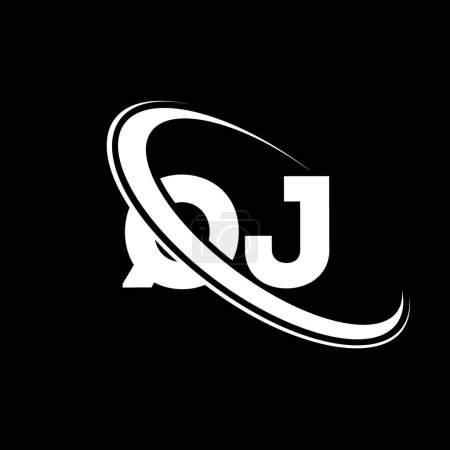 Ilustración de QJ logo. Q J design. White QJ letter. QJ/Q J letter logo design. Initial letter QJ linked circle uppercase monogram logo. - Imagen libre de derechos