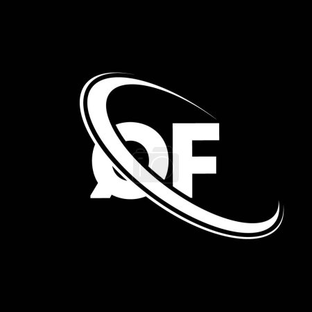 Illustration for QF logo. Q F design. White QF letter. QF/Q F letter logo design. Initial letter QF linked circle uppercase monogram logo. - Royalty Free Image