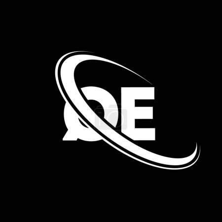 Téléchargez les illustrations : QE logo. Q E design. White QE letter. QE/Q E letter logo design. Initial letter QE linked circle uppercase monogram logo. - en licence libre de droit