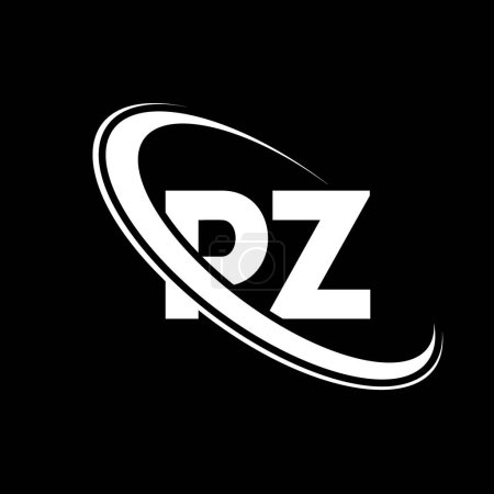 Illustration for PZ logo. P Z design. White PZ letter. PZ/P Z letter logo design. Initial letter PZ linked circle uppercase monogram logo. - Royalty Free Image