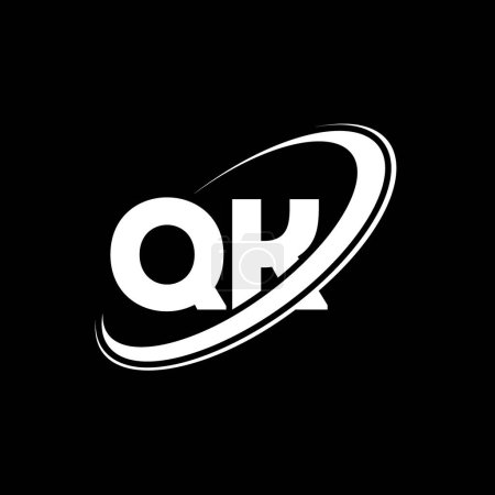 Illustration for QK Q K letter logo design. Initial letter QK linked circle uppercase monogram logo red and blue. QK logo, Q K design. qk, q k - Royalty Free Image