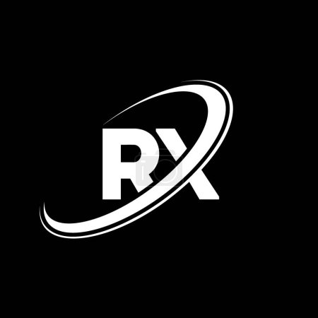 Illustration for RX R X letter logo design. Initial letter RX linked circle uppercase monogram logo red and blue. RX logo, R X design. rx, r x - Royalty Free Image