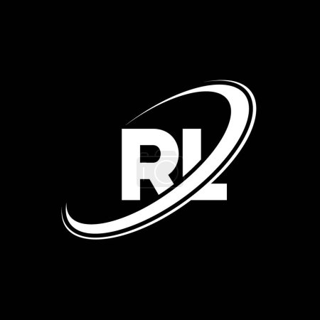 Illustration for RL R L letter logo design. Initial letter RL linked circle uppercase monogram logo red and blue. RL logo, R L design. rl, r l - Royalty Free Image
