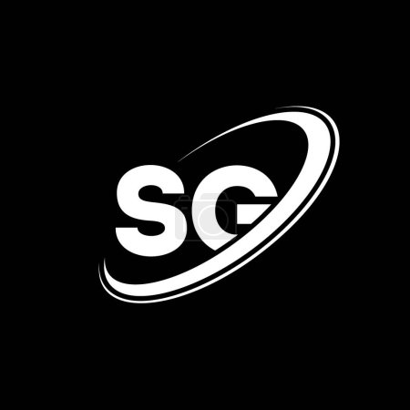 Illustration for SG S G letter logo design. Initial letter SG linked circle uppercase monogram logo red and blue. SG logo, S G design. sg, s g - Royalty Free Image