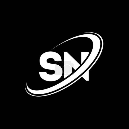 Ilustración de Diseño del logotipo de la letra SN S N. Letra inicial SN círculo vinculado en mayúsculas logotipo del monograma rojo y azul. Logotipo SN, diseño S N. sn, s n - Imagen libre de derechos
