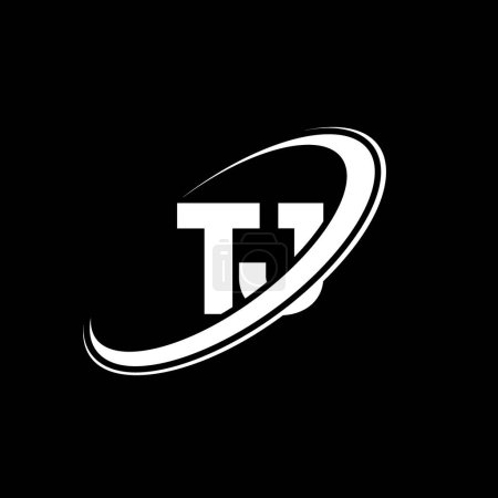 Illustration for TJ T J letter logo design. Initial letter TJ linked circle uppercase monogram logo red and blue. TJ logo, T J design. tj, t j - Royalty Free Image