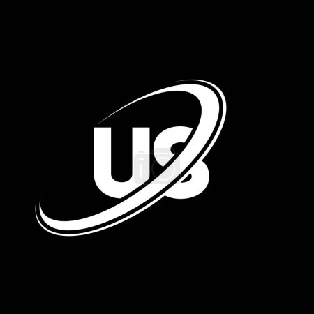 Illustration for US U S letter logo design. Initial letter US linked circle uppercase monogram logo red and blue. US logo, U S design. us, u s - Royalty Free Image
