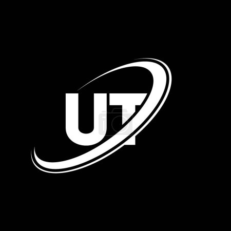 Ilustración de Diseño del logotipo de la letra UT U T. Letra inicial UT círculo vinculado en mayúsculas logotipo monograma rojo y azul. Logotipo UT, diseño U T. ut, u t - Imagen libre de derechos