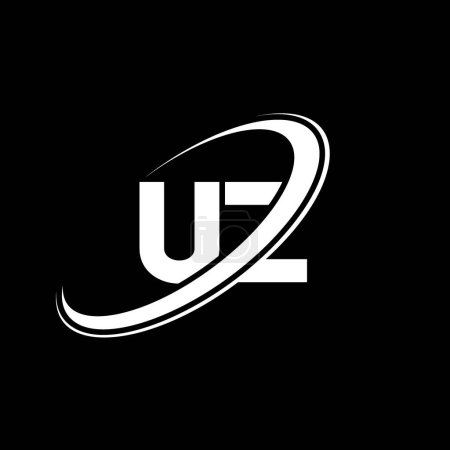 Illustration for UZ U Z letter logo design. Initial letter UZ linked circle uppercase monogram logo red and blue. UZ logo, U Z design. uz, u z - Royalty Free Image