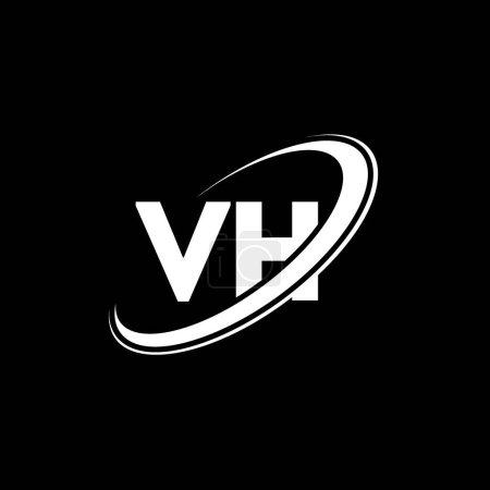Ilustración de Diseño del logotipo de la letra VH V H. Letra inicial VH círculo vinculado en mayúsculas logotipo monograma rojo y azul. Logotipo VH, diseño V H. vh, v h - Imagen libre de derechos