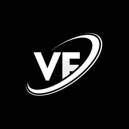 Illustration for VF V F letter logo design. Initial letter VF linked circle uppercase monogram logo red and blue. VF logo, V F design. vf, v f - Royalty Free Image