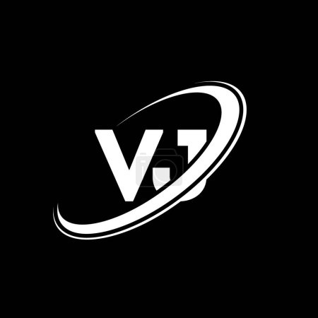 Illustration for VJ V J letter logo design. Initial letter VJ linked circle uppercase monogram logo red and blue. VJ logo, V J design. vj, v j - Royalty Free Image