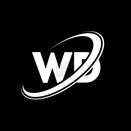 Illustration for WD W D letter logo design. Initial letter WD linked circle uppercase monogram logo red and blue. WD logo, W D design. wd, w d - Royalty Free Image